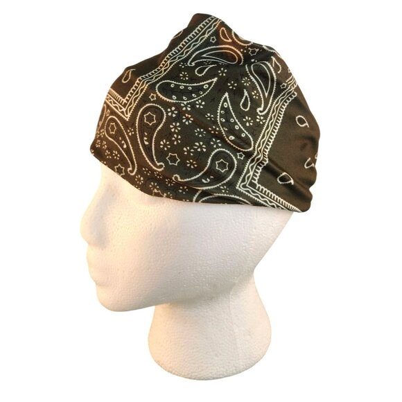 Green Paisley Knit Headwrap Hairband Soft Stretchy Headband Fabric Unisex Sweatb - Picture 1 of 5